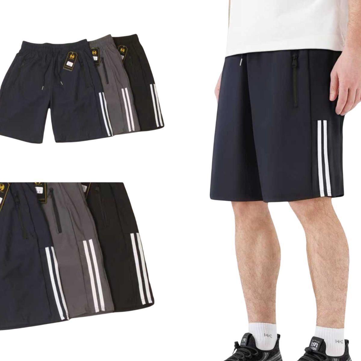 AGW - Pack 3 Shorts Hombre Secado Rápido. Lineas