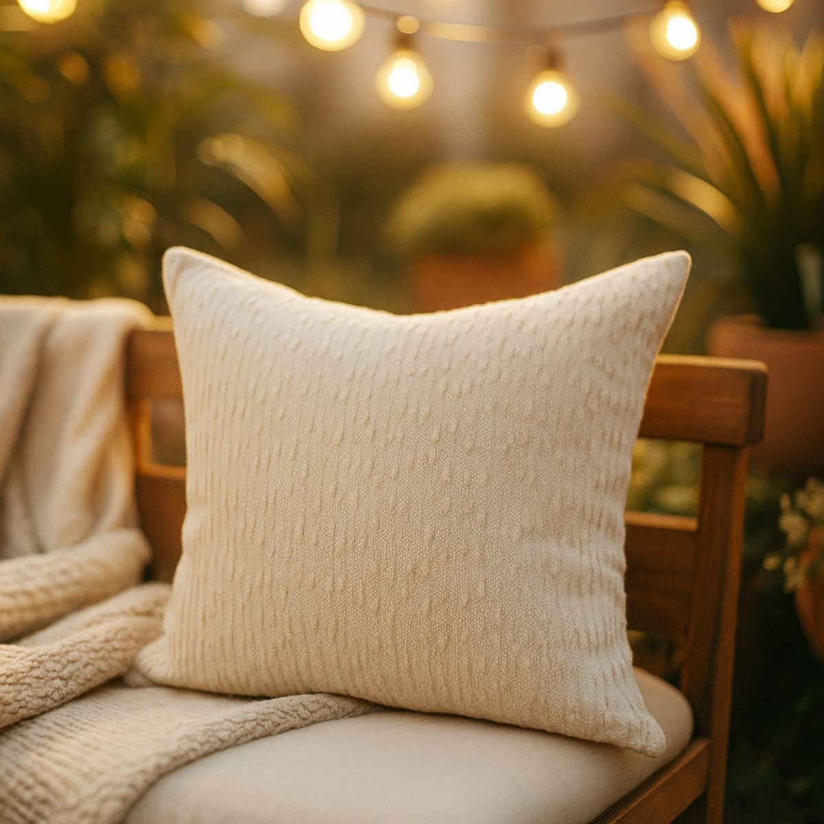 ARMONIA - Funda Decorativa Chenille Blanco 45x45cm Estilo Elegante 785