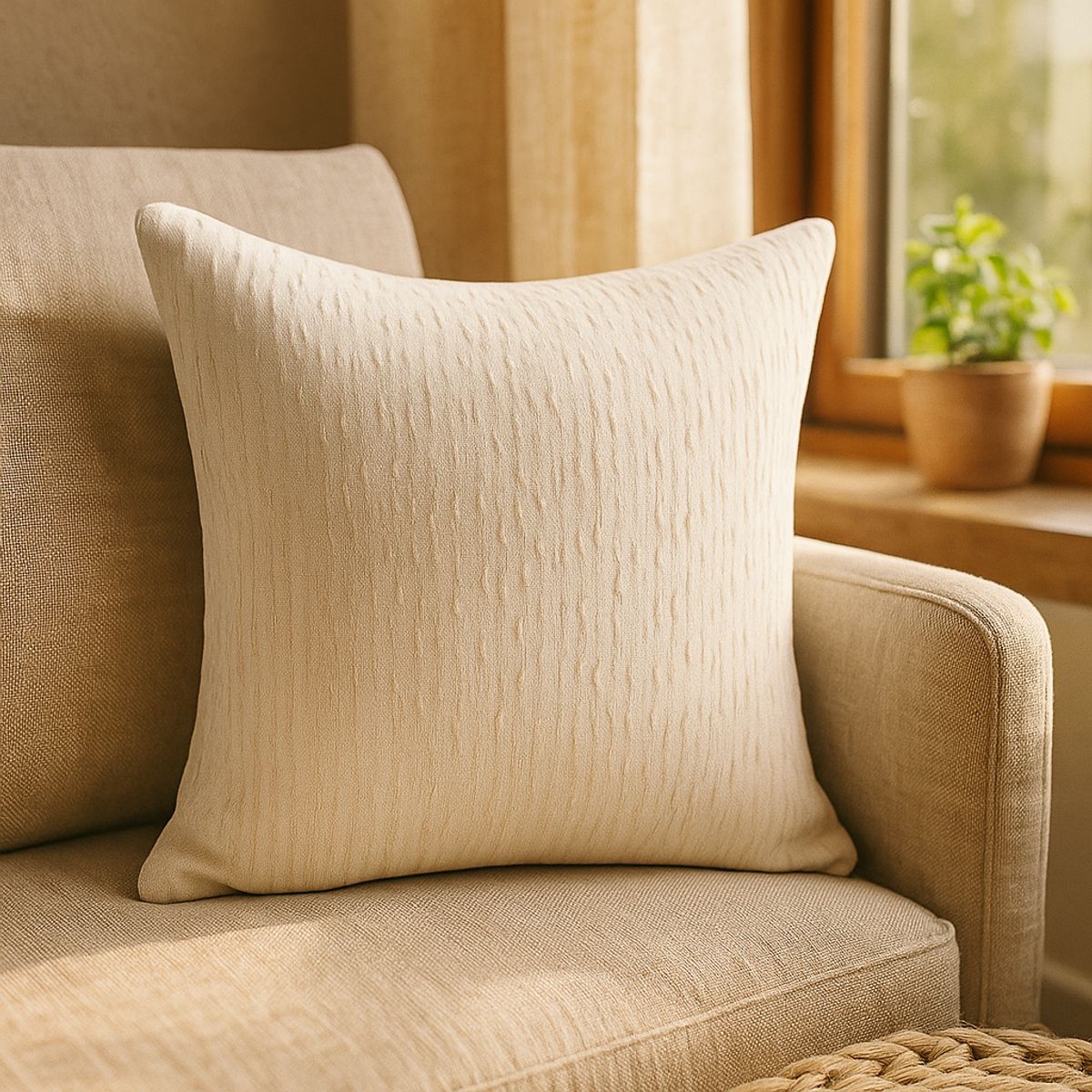 ARMONIA - Funda Estilo Chenille Blanco 45x45cm Decorativa 785