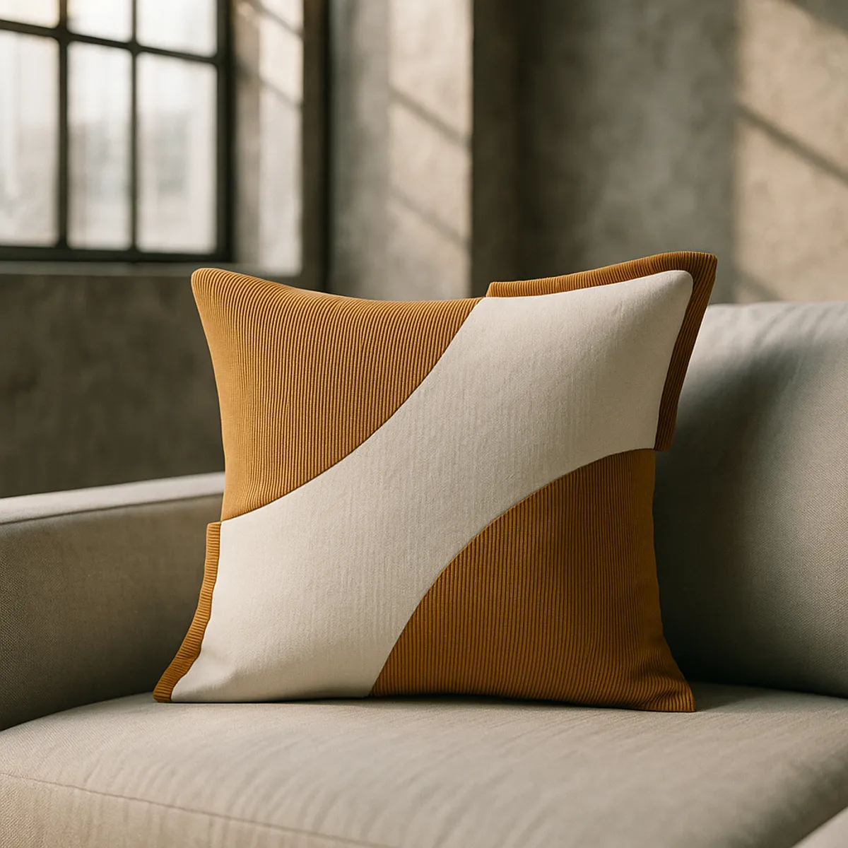 ARMONIA - Funda 45x45cm Felpa Camel Bicolor Estilo Decorativo 686