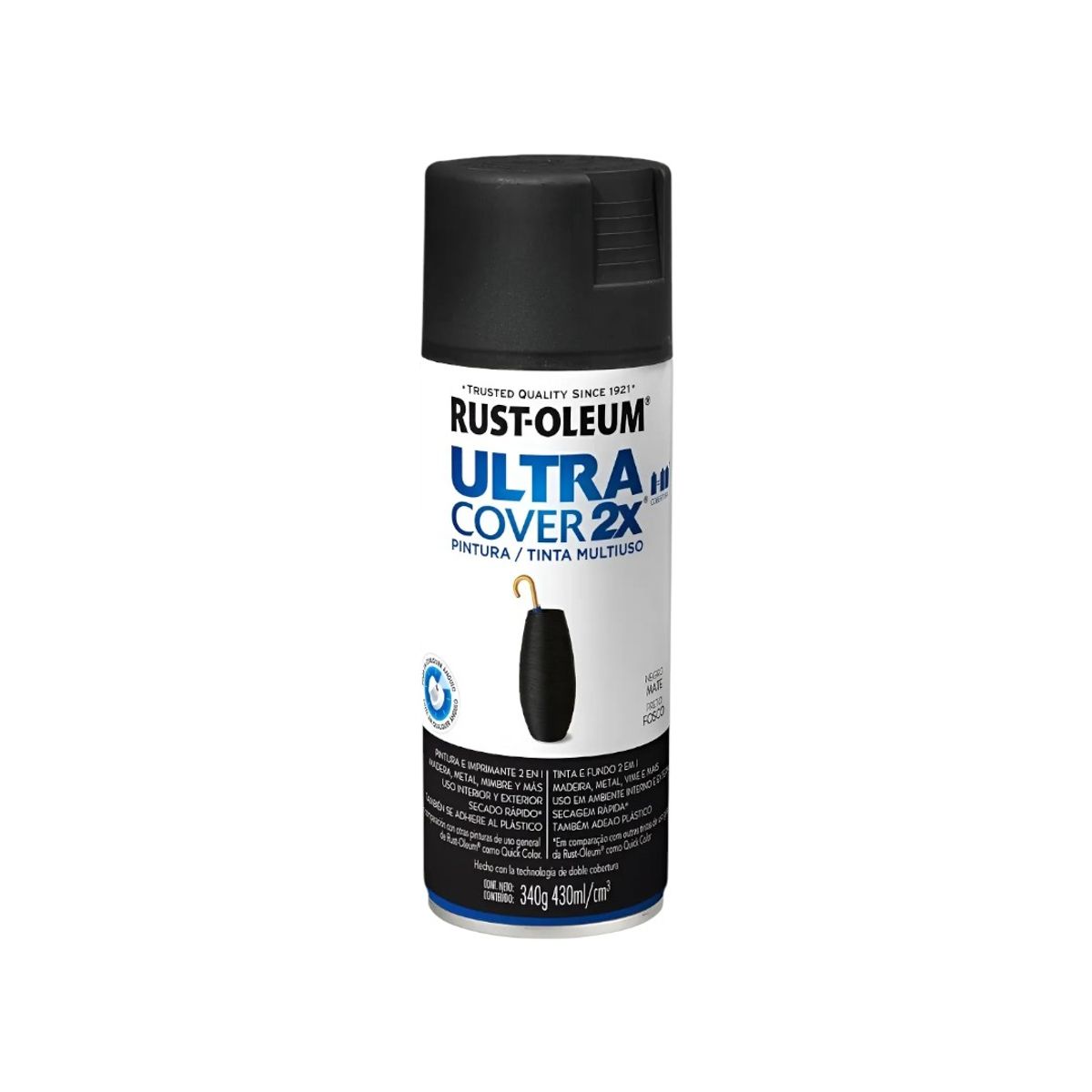 RUST OLEUM - Pintura Ultra Cover 2X Negro Mate 430ml