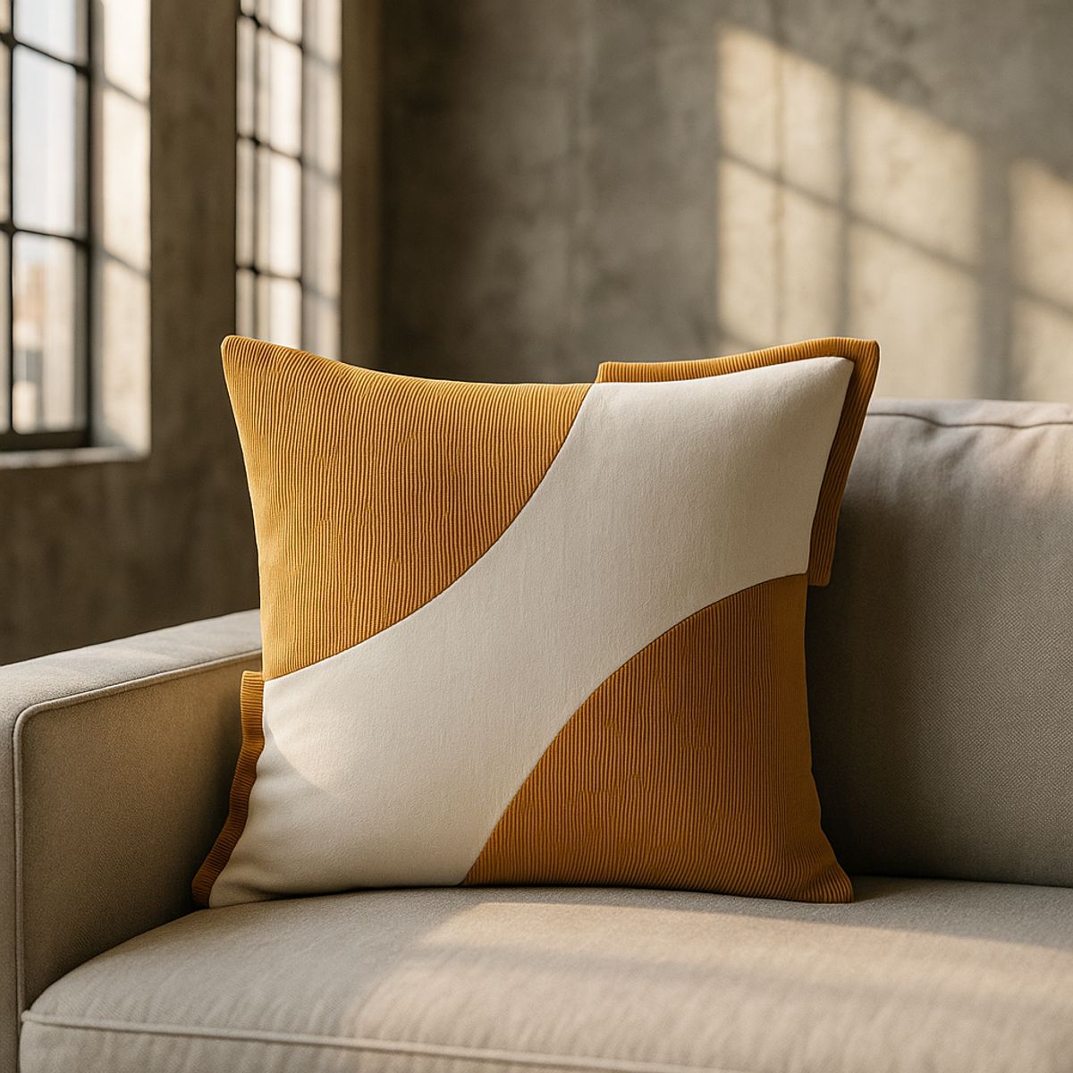 ARMONIA - Funda Camel Bicolor Decorativa 45x45cm Estilo Felpa 686