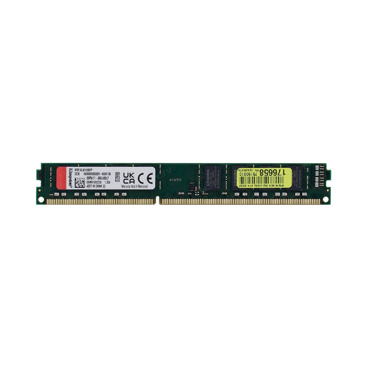KINGSTON - Memoria RAM DDR3 8GB 1600MTs Kingston KVR16LN118WP CL11 DIMM 135V
