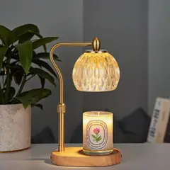 SANTU HOME & DECO - Lampara Calentadora de Velas Aromaticas Farol Dorado