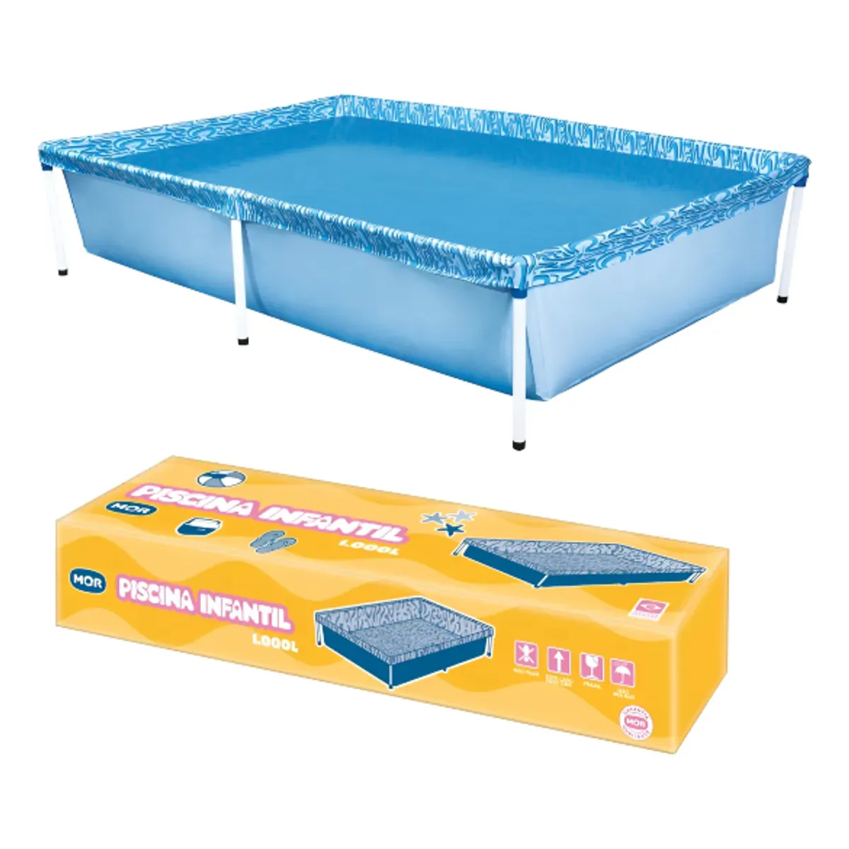 MOR - Piscina Rectangular 1000 Litros Mor Portatil