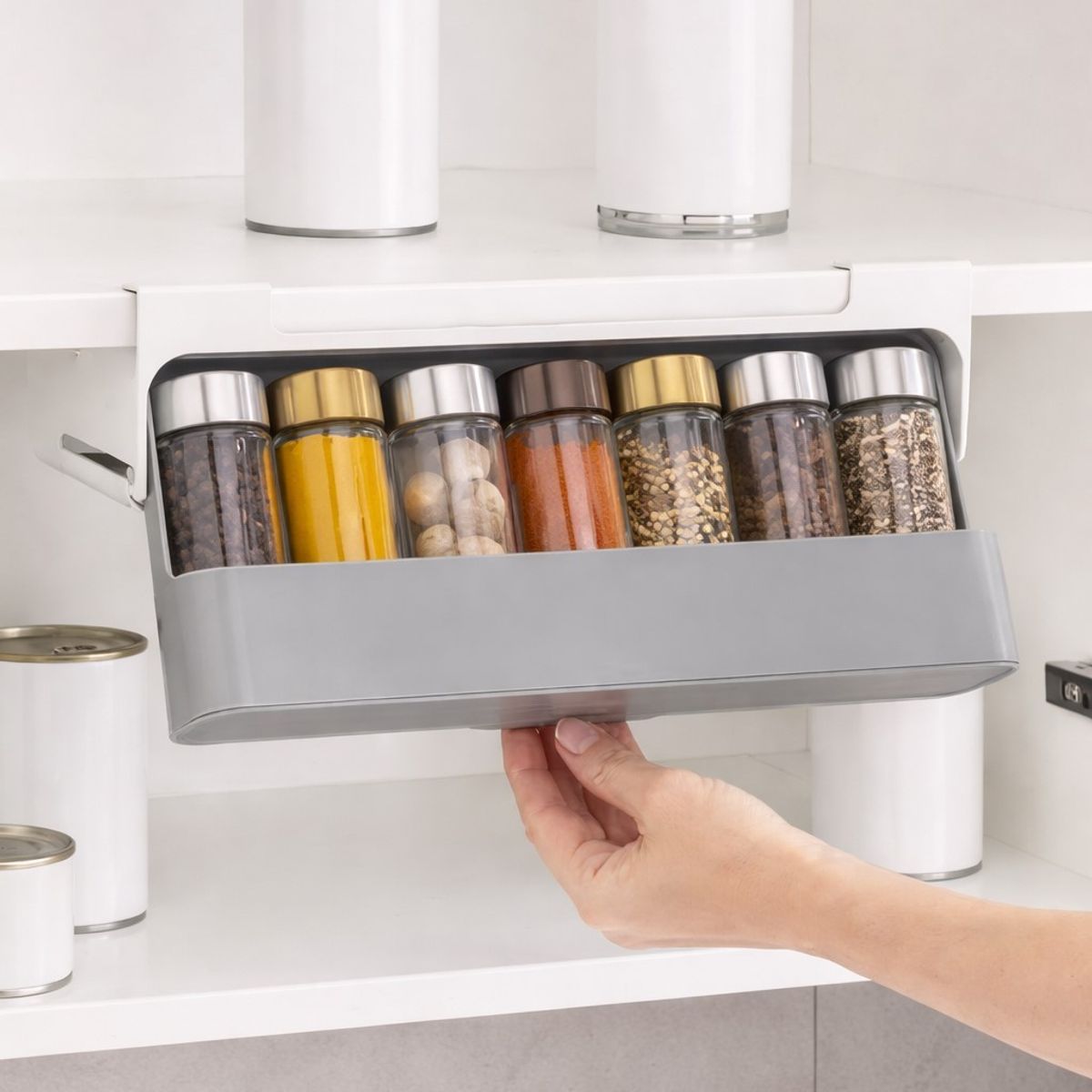 GENERICO - Organizador de Especias Adhesivo Bajo Estante - Máximo Espacio en tu Cocina