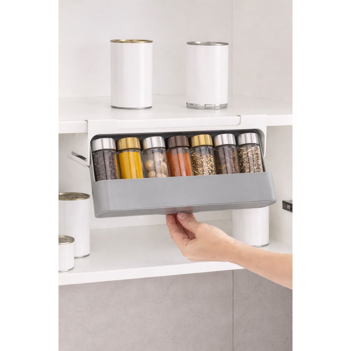 GENERICO - Organizador de Especias Adhesivo Bajo Estante - Máximo Espacio en tu Cocina