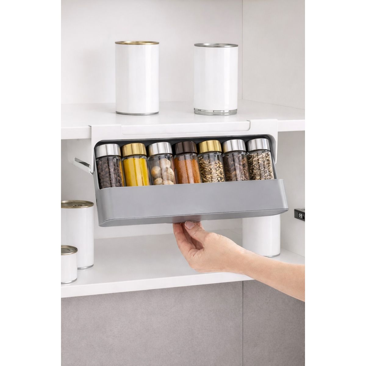 GENERICO - Organizador de Especias Adhesivo Bajo Estante - Máximo Espacio en tu Cocina