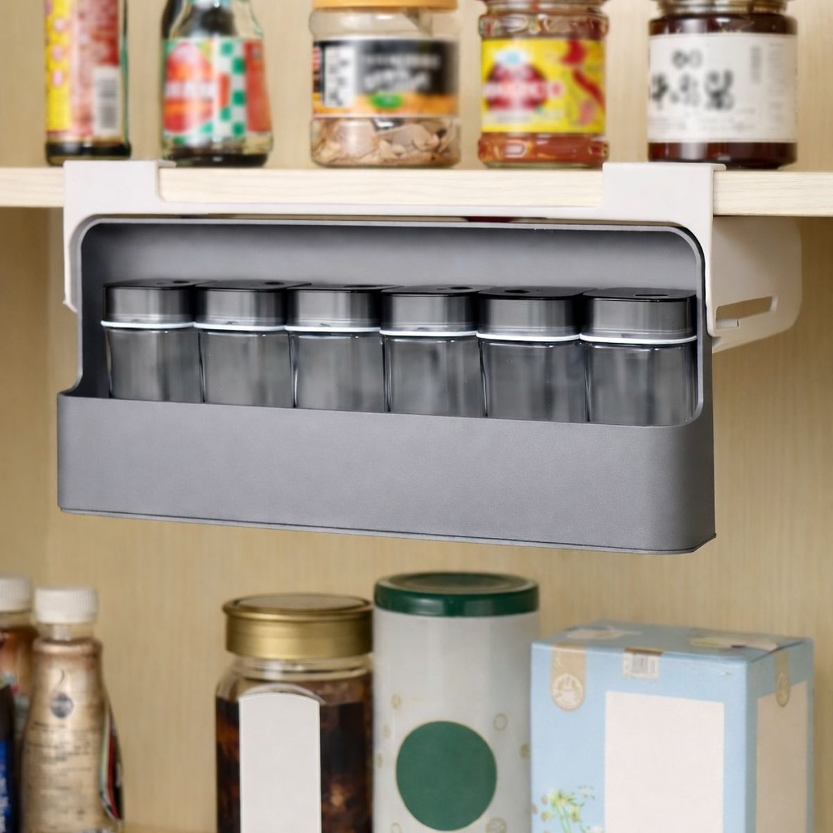 GENERICO - Organizador de Especias Adhesivo Bajo Estante - Máximo Espacio en tu Cocina