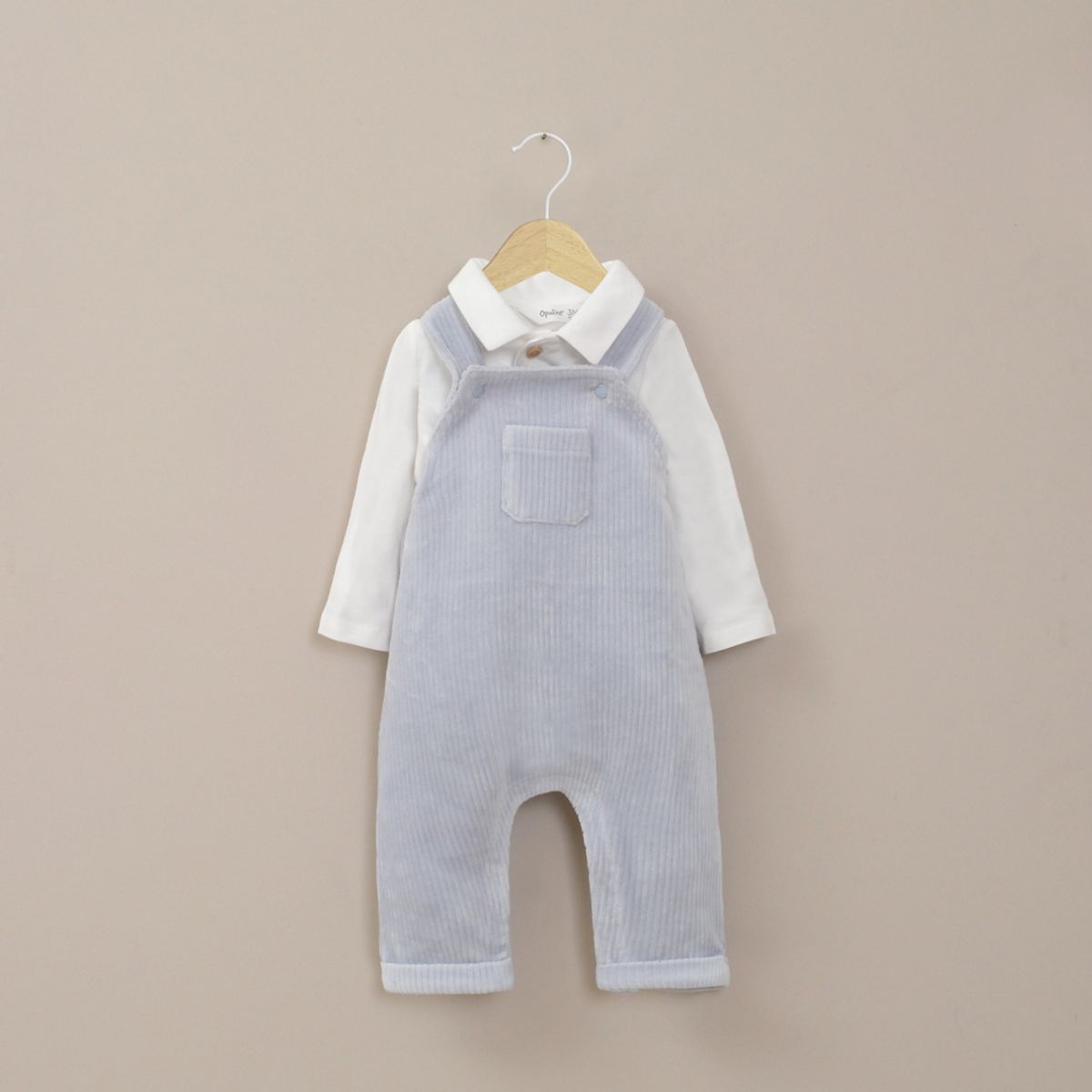OPALINE - Conjunto Jardinera Bebe Niño Celeste