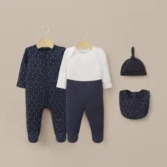 OPALINE - Conjunto 5 piezas azul con estrellas de bebé niño