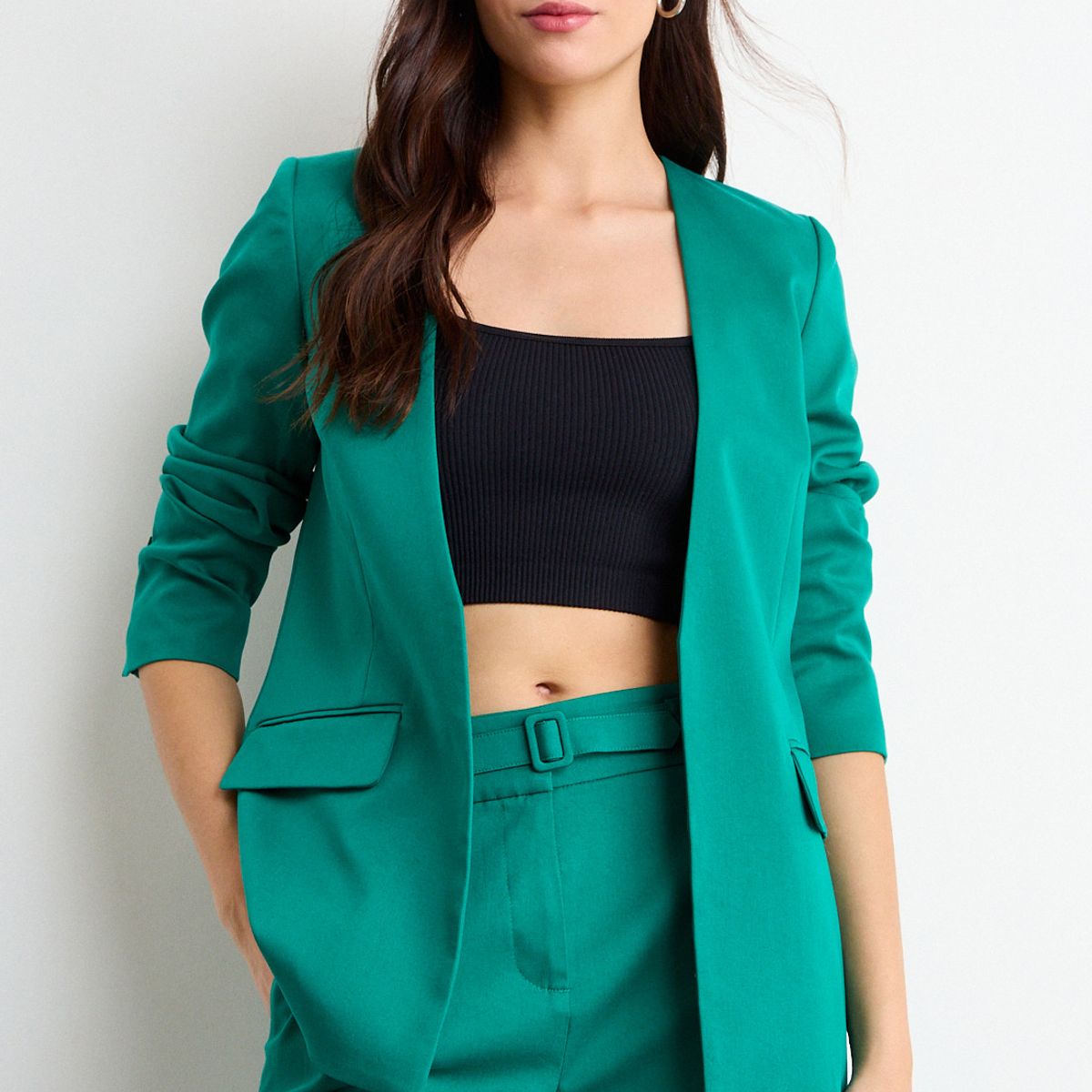 IO - Blazer Liso Mujer Verde Turquesa Io