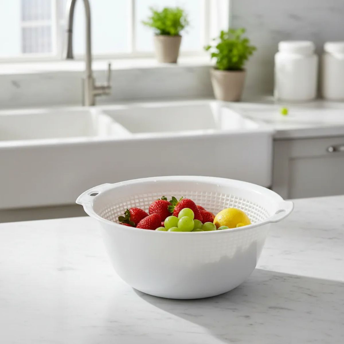 GENERICO - Set Bowl y Colador Escurridor Plástico 23.5 cm