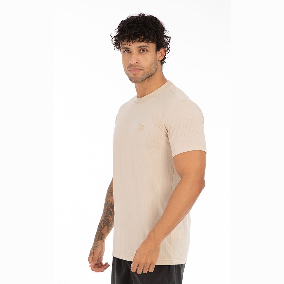 GANGSTER - Polera Mc Textura Flatbush Beige Gangster