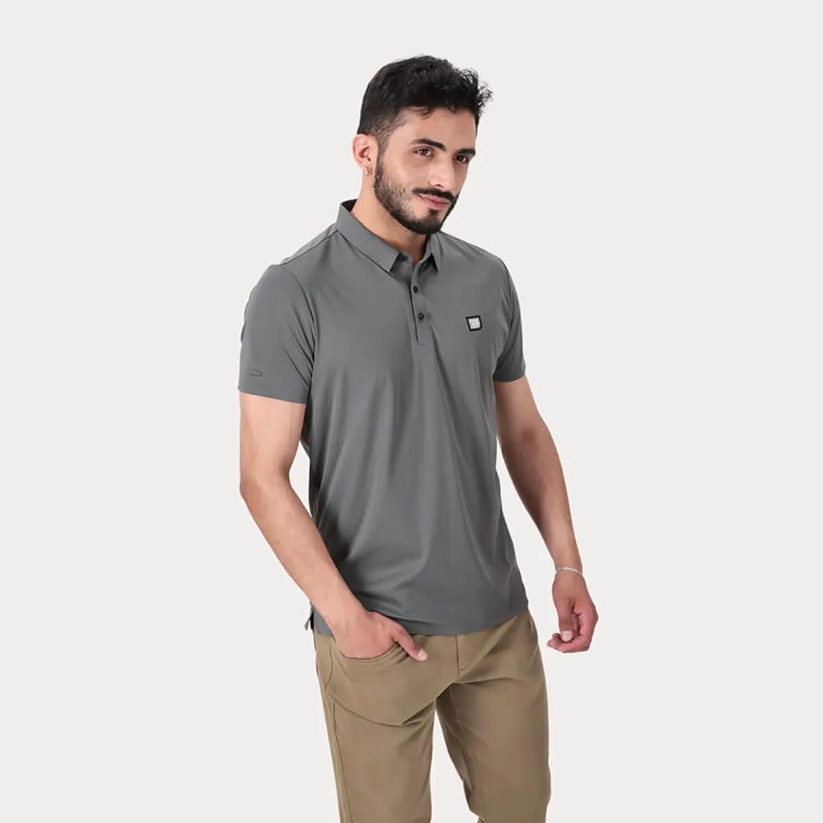 GANGSTER - Polera Polo Poliamida Seneca Gris Gangster