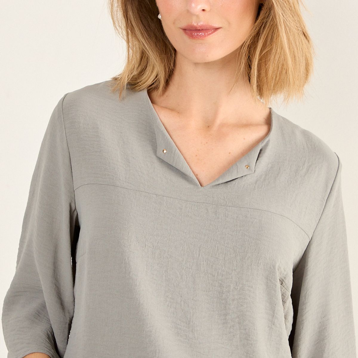 MA GRIFFE - Blusa Escote V Mujer Avellana Magriffe