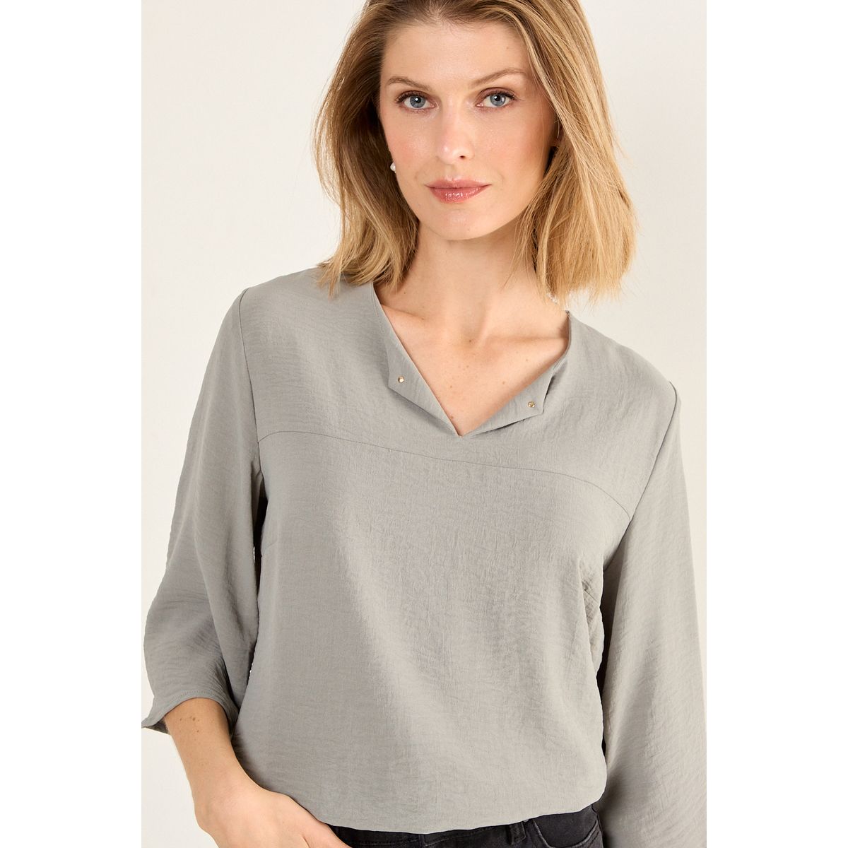 MA GRIFFE - Blusa Escote V Mujer Avellana Magriffe