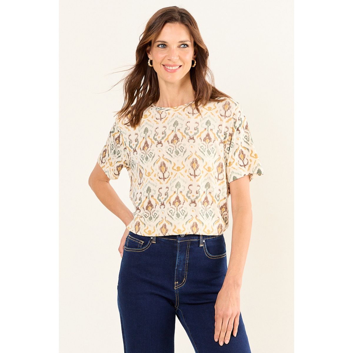 MA GRIFFE - Polera Fantasia Mujer Café Magriffe