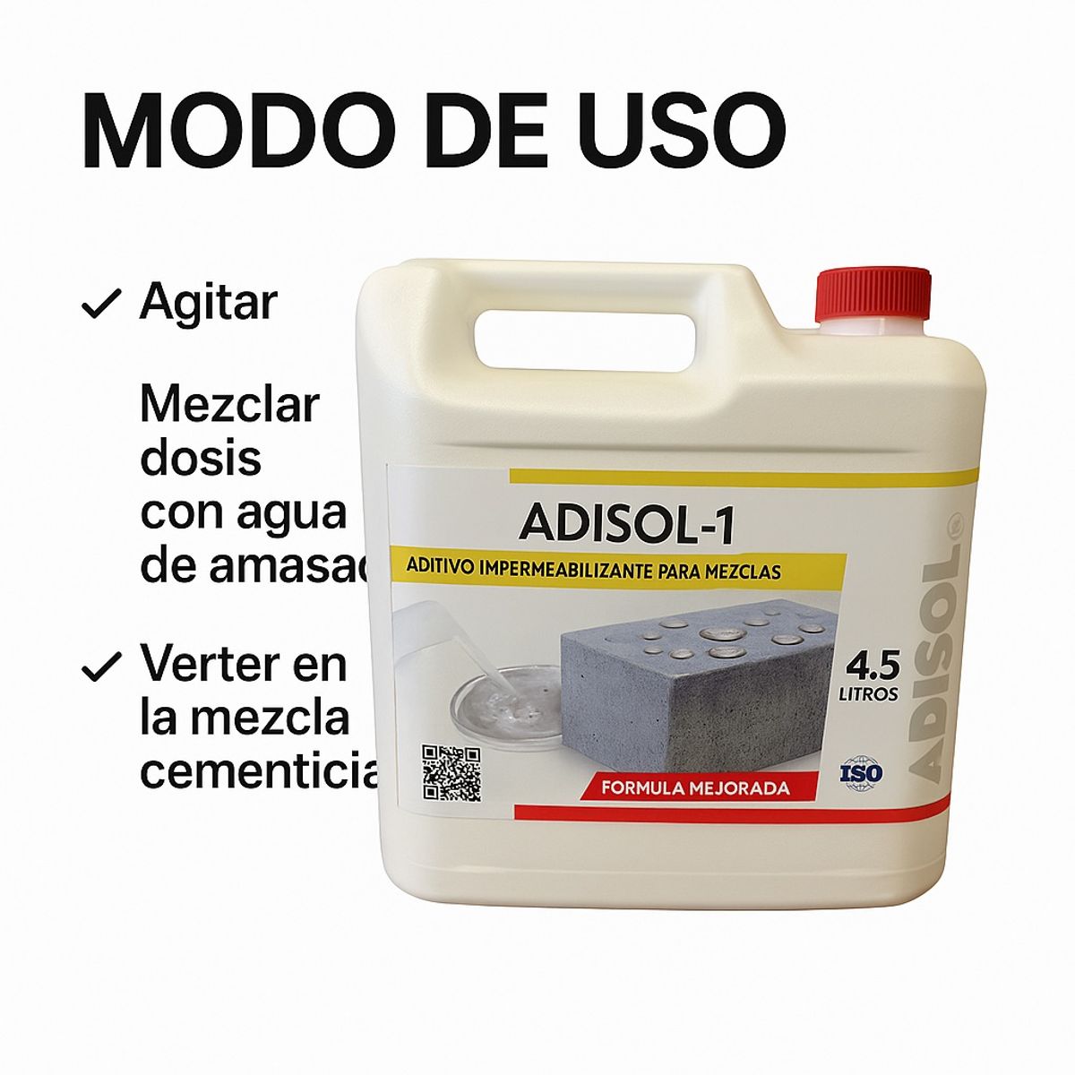 TAKURU - Aditivo Hidrófugo ADISOL 1 - Impermeabilización para Morteros y Hormigón