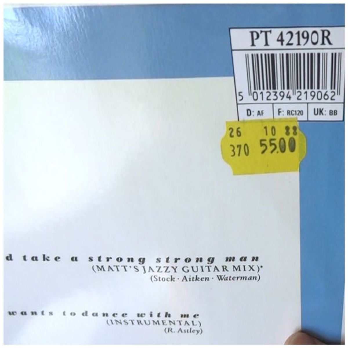HITWAY MUSIC - RICK ASTLEY - SHE WANTS TO DANCE WITH ME - 12 MAXI SINGLE VINILO USADO