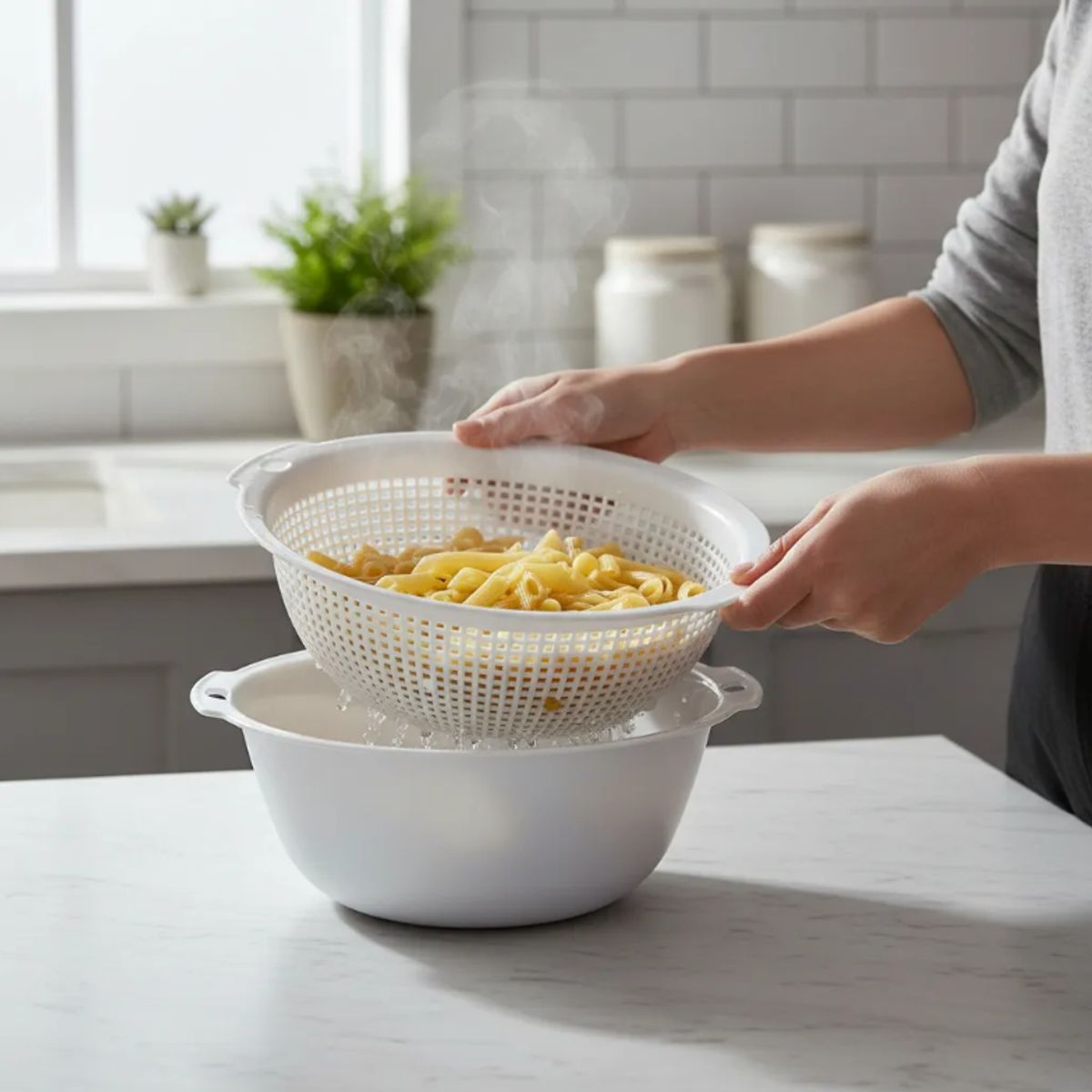 GENERICO - Set Colador y Bowl Plástico  para Cocina