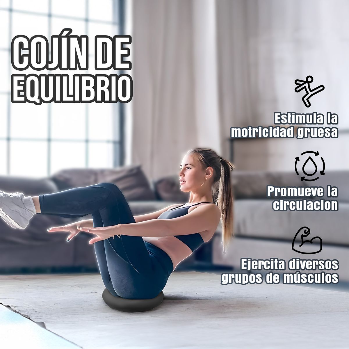 GENERICO - Cojín Yoga Sensorial Propioceptivo Tea + Inflador