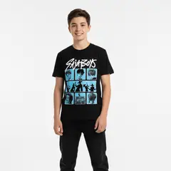 KPOP DEMON HUNTERS - Polera Manga Corta Niño Saja Boys Negro