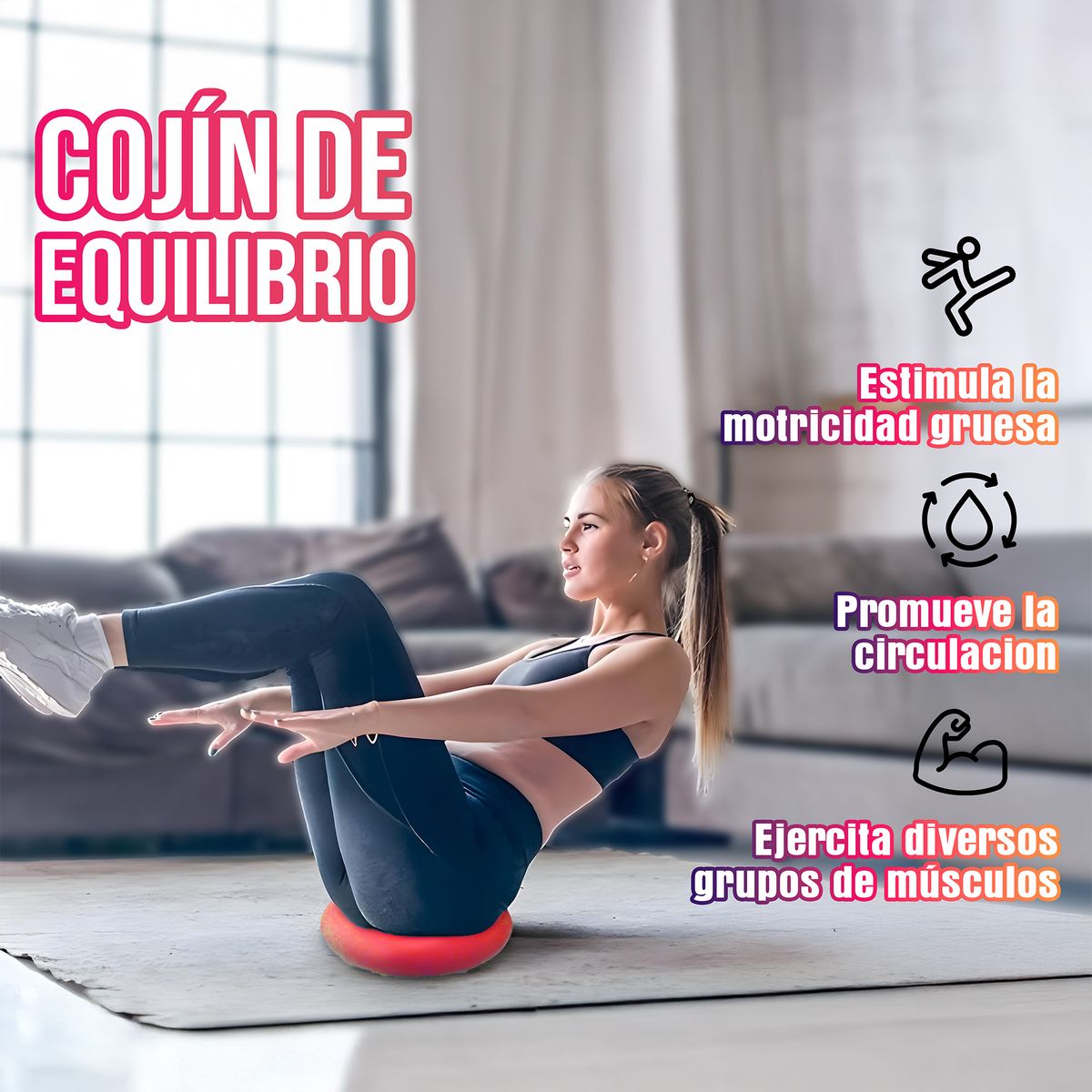 GENERICO - Cojín Yoga Sensorial Propioceptivo Tea + Inflador
