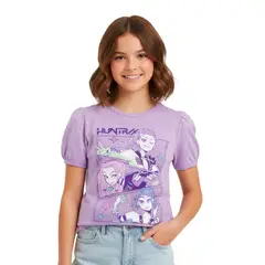 KPOP DEMON HUNTERS - Polera Manga Corta Niña Band Morado