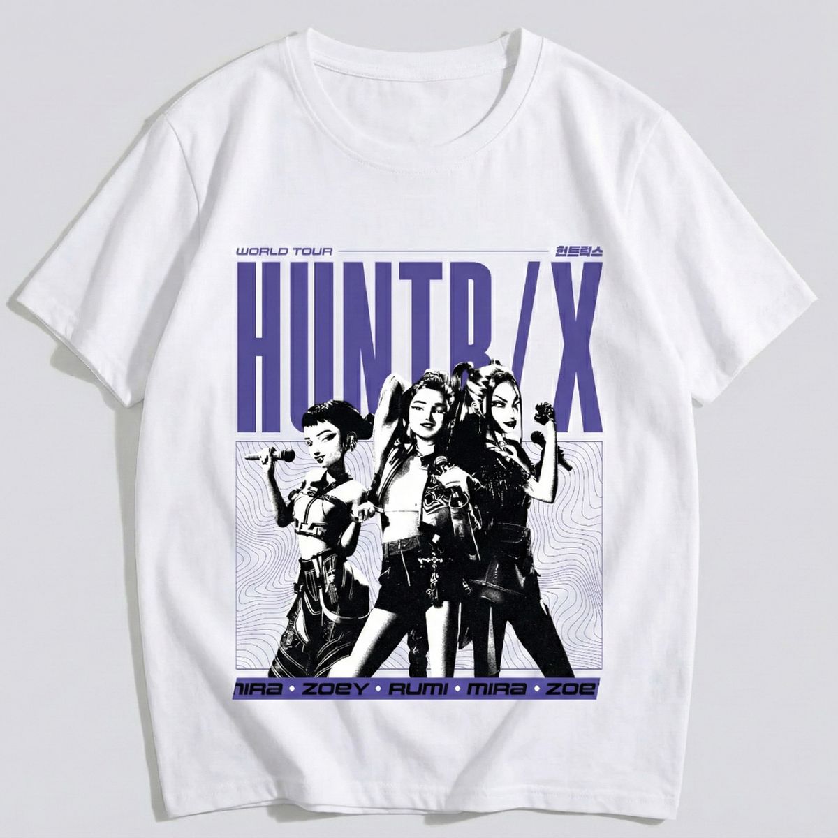 KPOP DEMON HUNTERS - Polera Manga Corta Niña World Tour Blanco Kpop Demon Hunters