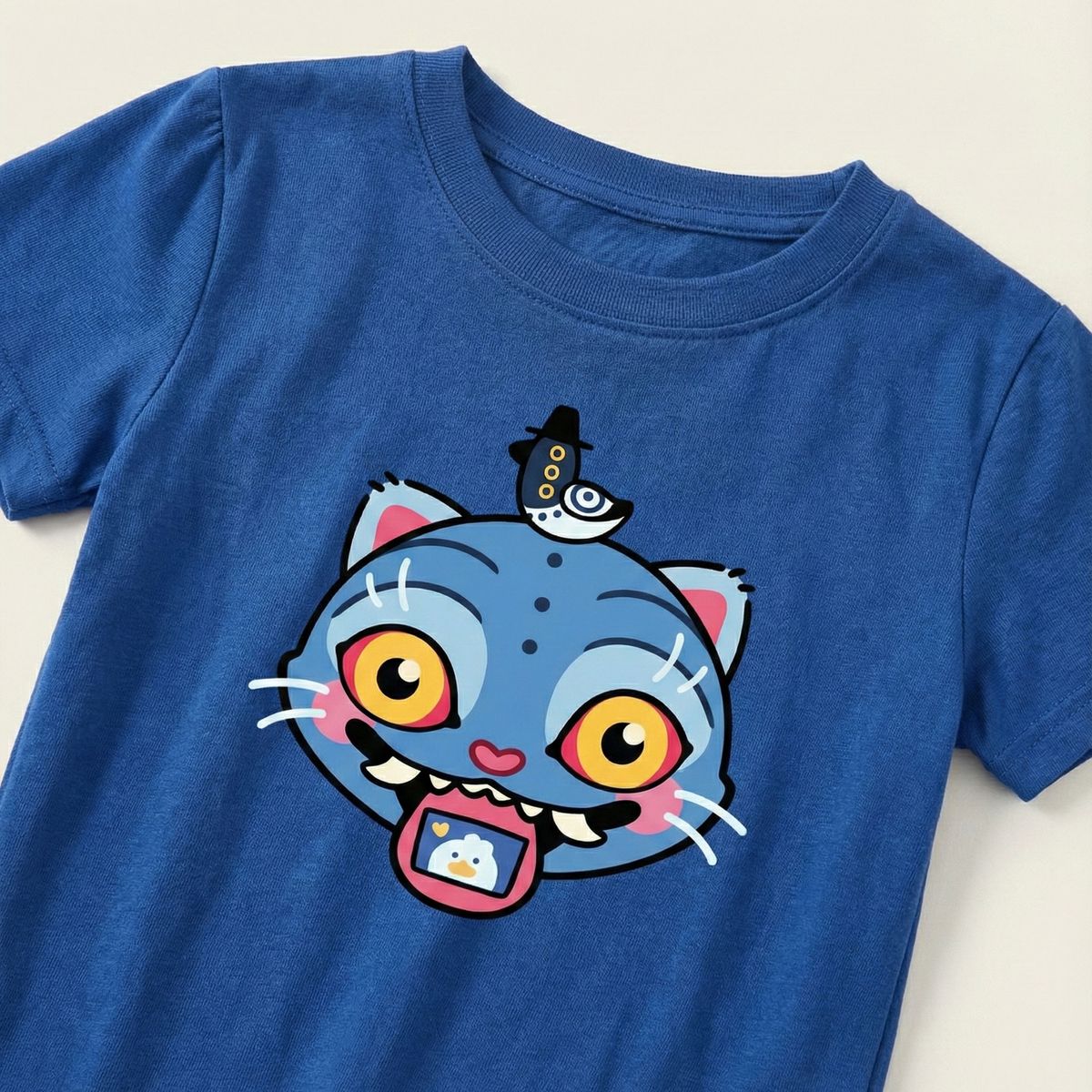 KPOP DEMON HUNTERS - Polera Manga Corta Niño Derpy Azul Kpop Demon Hunters