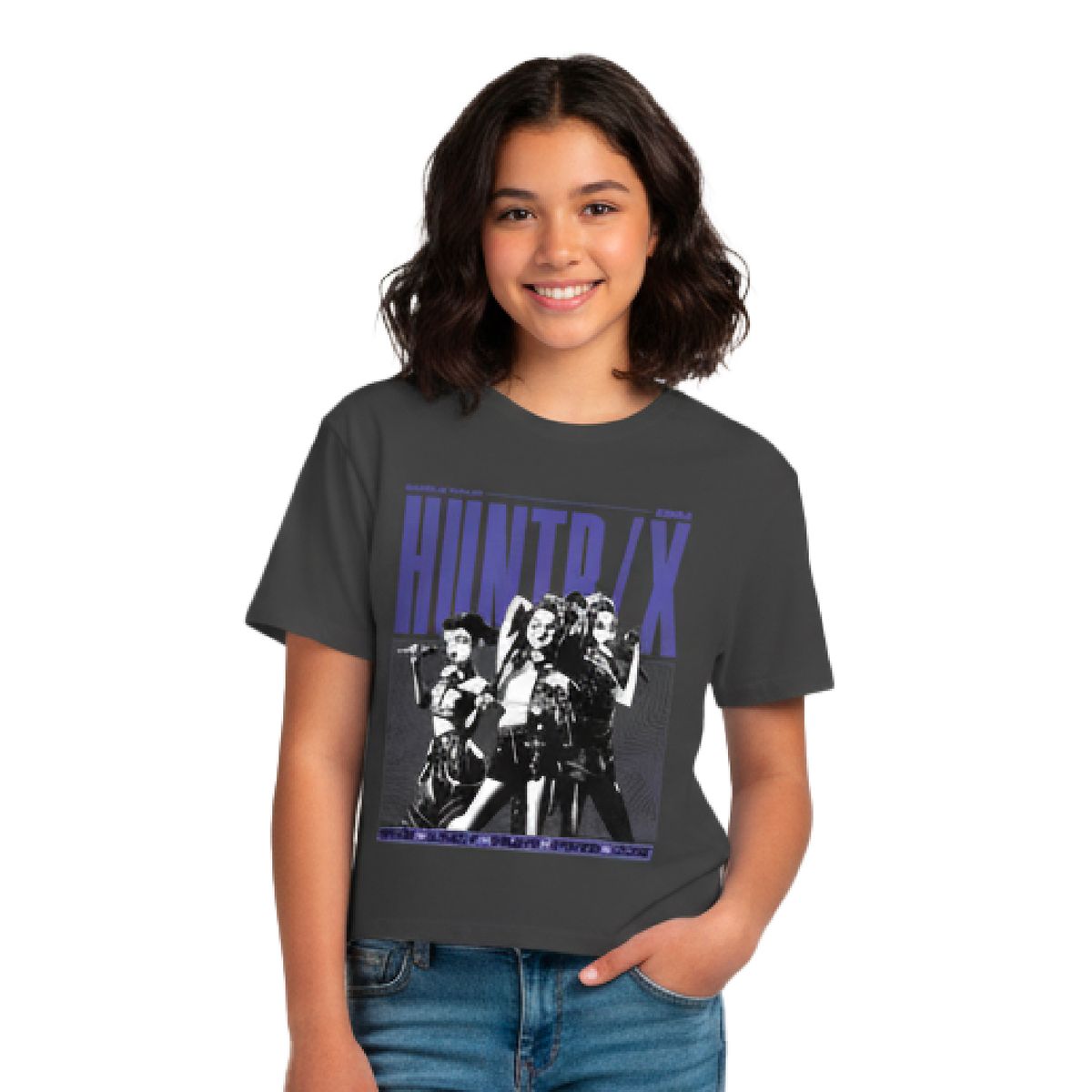 KPOP DEMON HUNTERS - Polera Manga Corta Niña World Tour Gris Kpop Demon Hunters