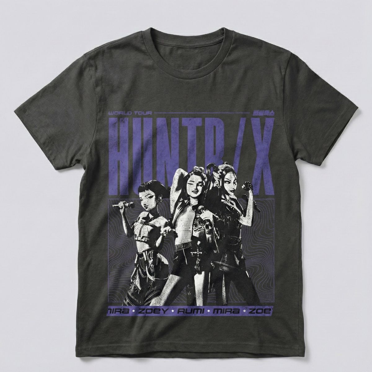 KPOP DEMON HUNTERS - Polera Manga Corta Niña World Tour Gris Kpop Demon Hunters