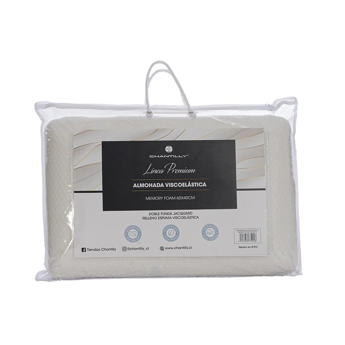 CHANTILLY - Almohada Viscoelastica Memory Foam 60x 40cm Chantilly
