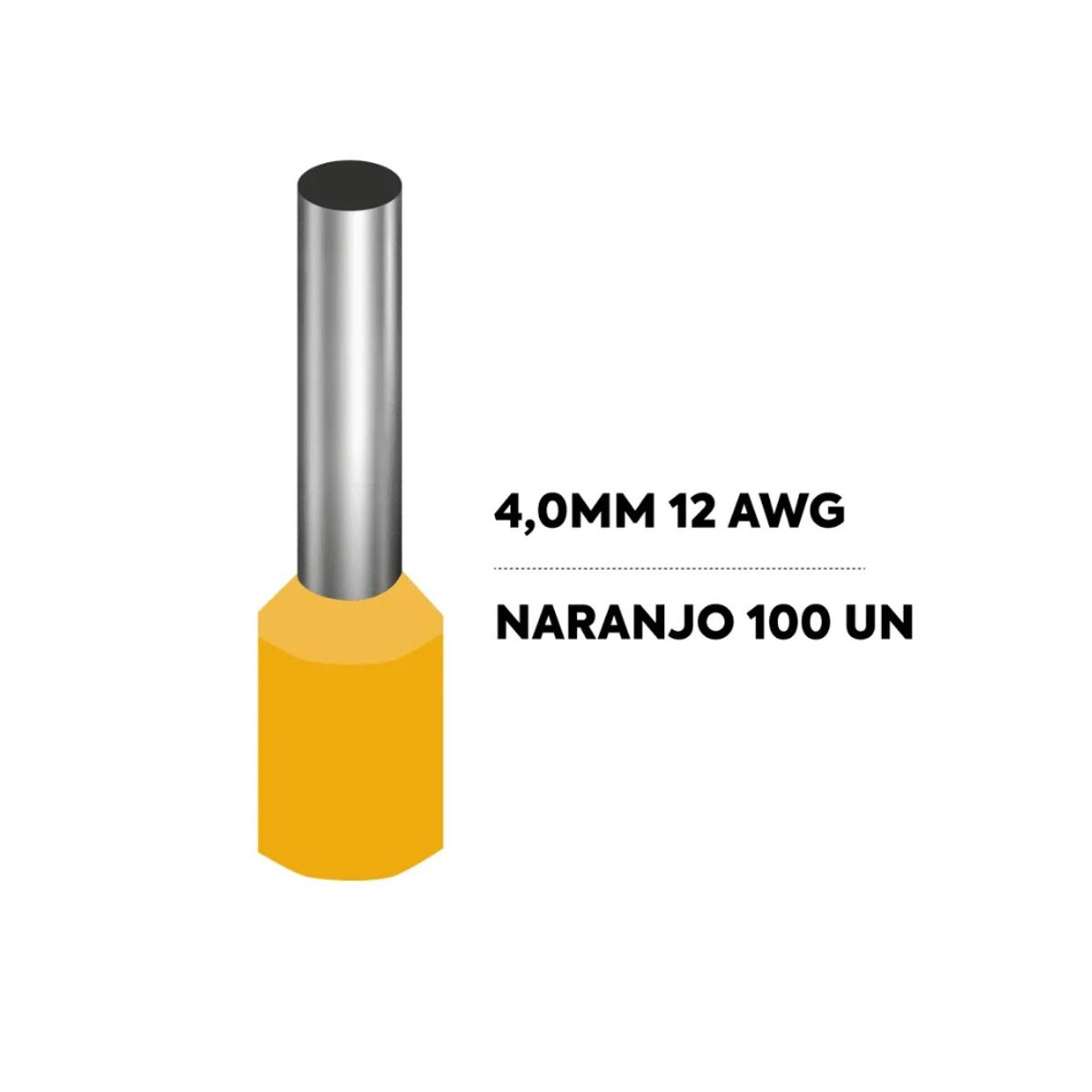GENERICO - Ferrule 4 mm 12 Awg Naranjo 100 Un