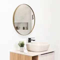 TUHOME - Espejo D58 Circular 58x58x35 Cm Dorado Con Marco Metalico