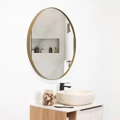 TUHOME - Espejo D80 Circular 80x80x35 Cm Dorado Con Marco Metalico