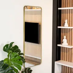 TUHOME - Espejo Sussy Rectangualr 120x45x38 Cm Dorado Con Marco Metalico