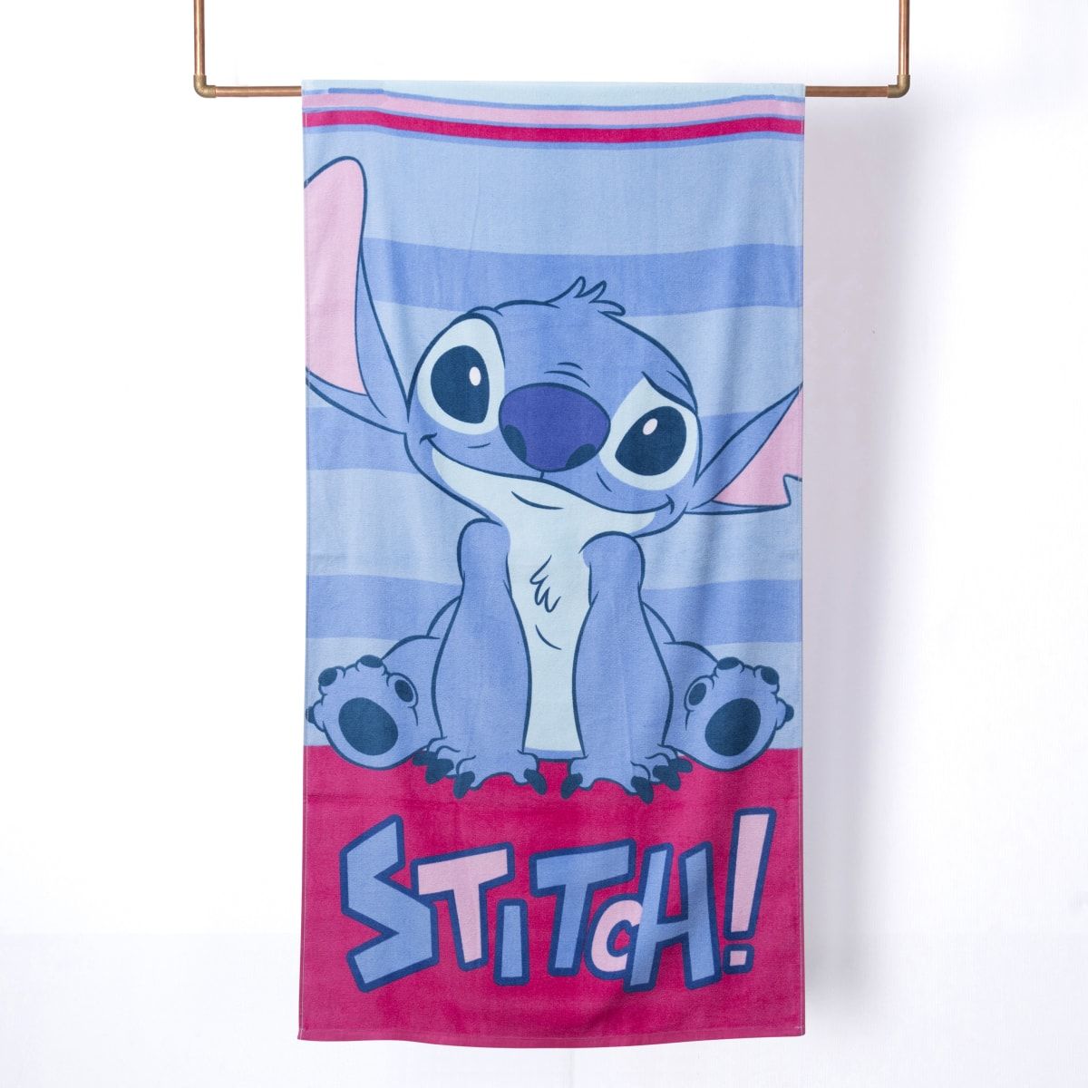 MASHINI - TOALLA DE PLAYA ALGODON CON BOLSO STITCH DISNEY