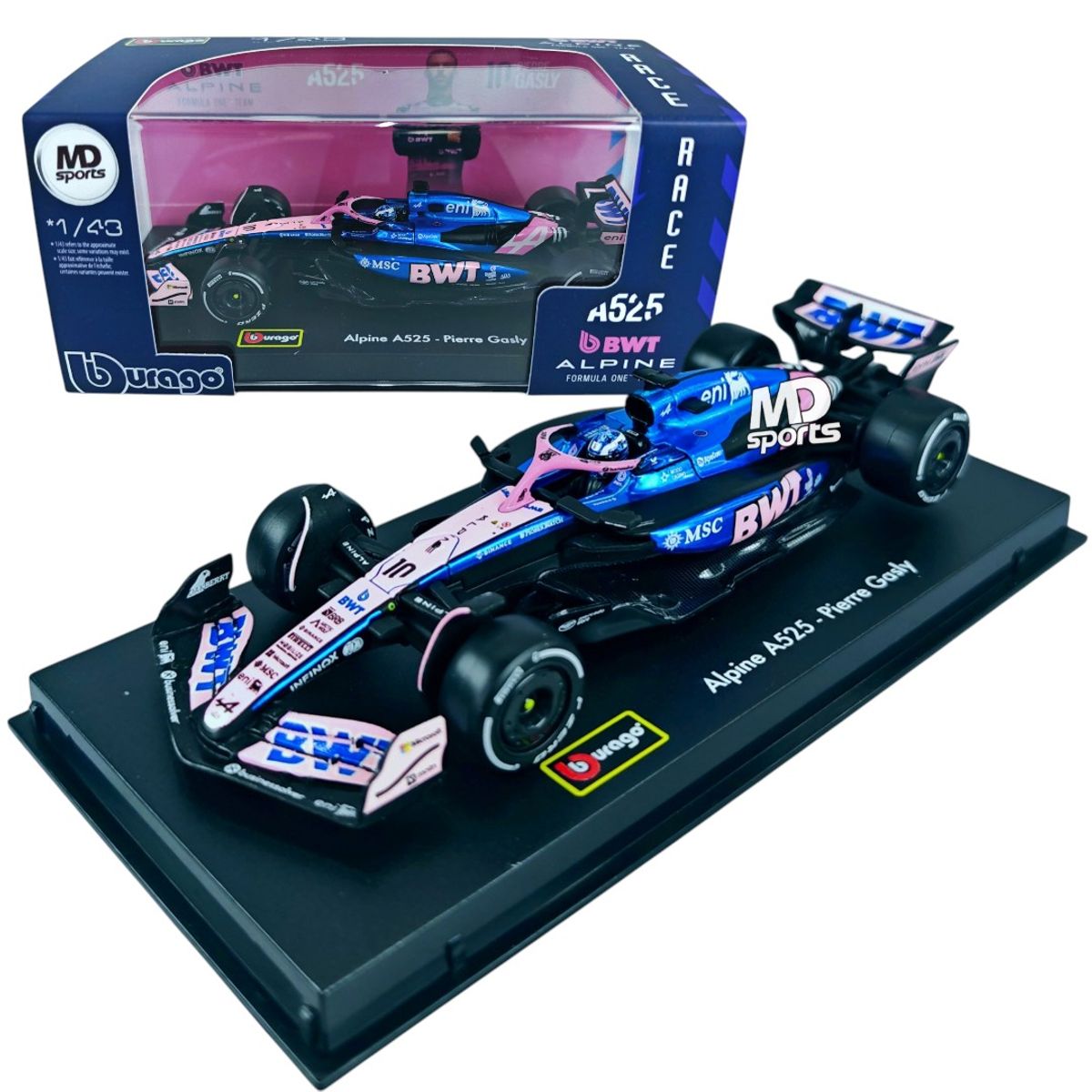 BBURAGO - Auto F1 Alpine A525 2025 #10 Pierre Gasly Caja Acrilica 1:43