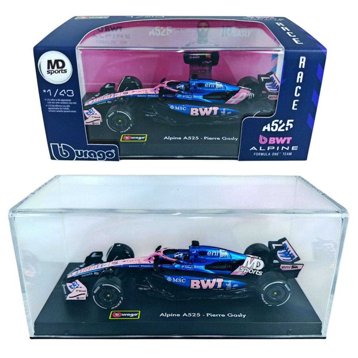 BBURAGO - Auto F1 Alpine A525 2025 #10 Pierre Gasly Caja Acrilica 1:43