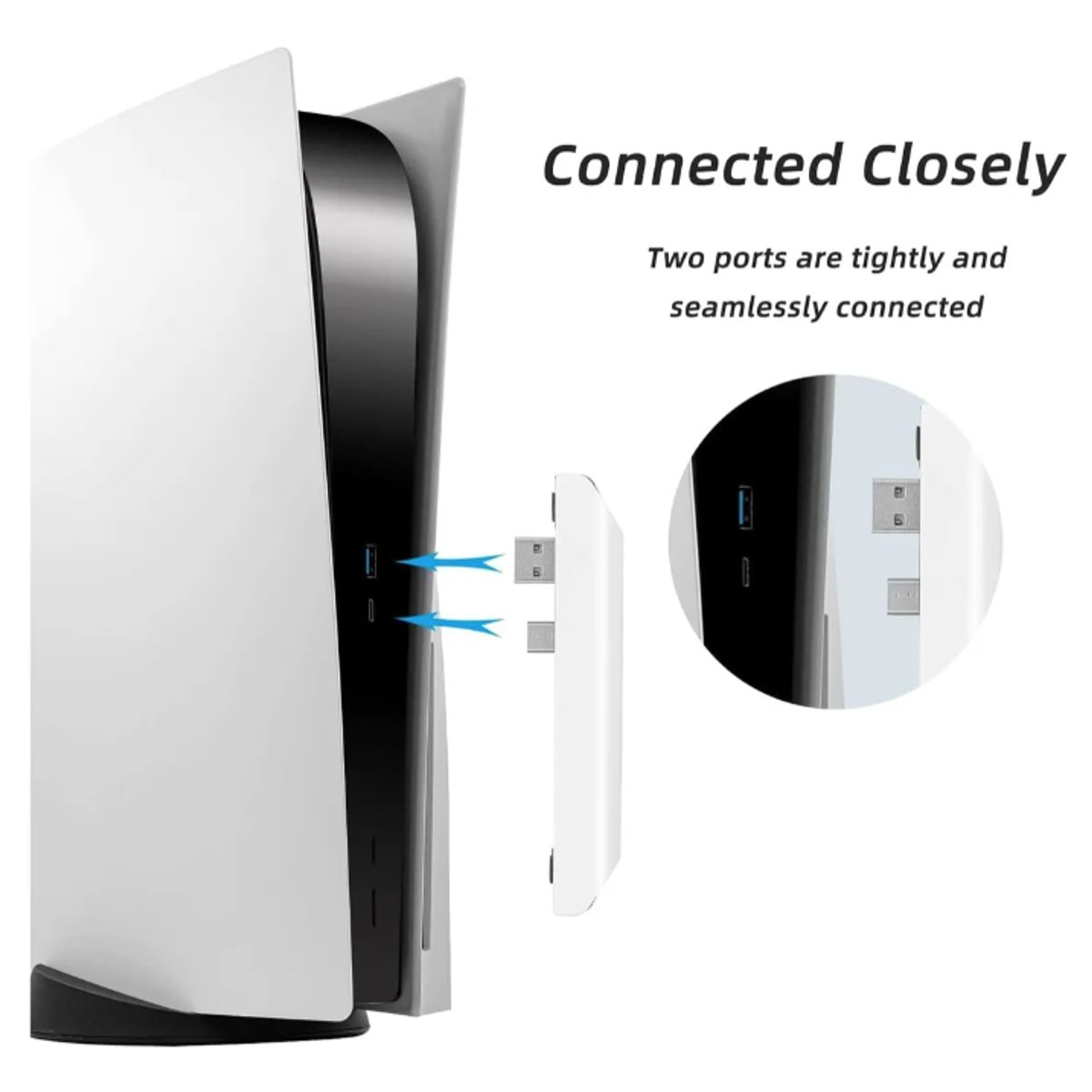 GENERICO - Adaptador Hub Usb 5 En 1 Para Consola Ps5 + Puerto Usb C 3.1 Negro