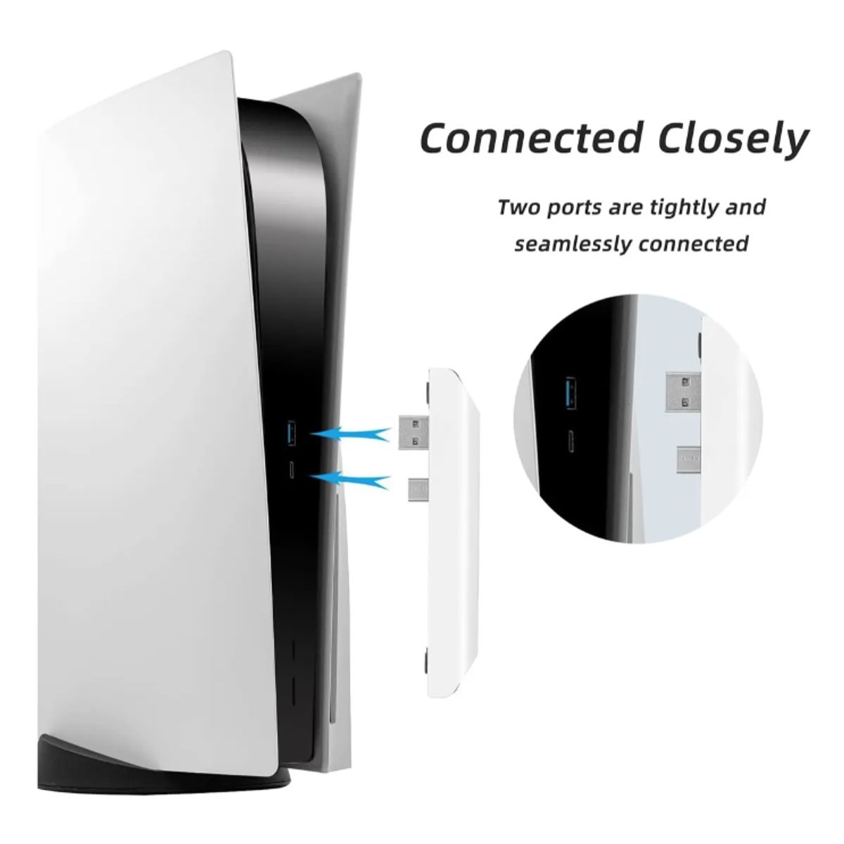 GENERICO - Adaptador Hub Usb 5 En 1 Para Consola Ps5 + Puerto Usb C 3.1 Negro