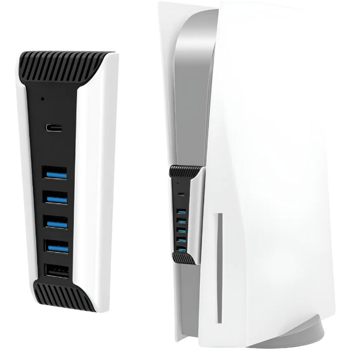 GENERICO - Adaptador Hub Usb 5 En 1 Para Consola Ps5 + Puerto Usb C 3.1 Negro