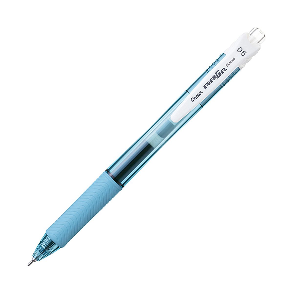 PENTEL - Lápiz Ener Gel X Retráctil 05mm Pentel Cuerpo Azul Pastel Tinta Negra