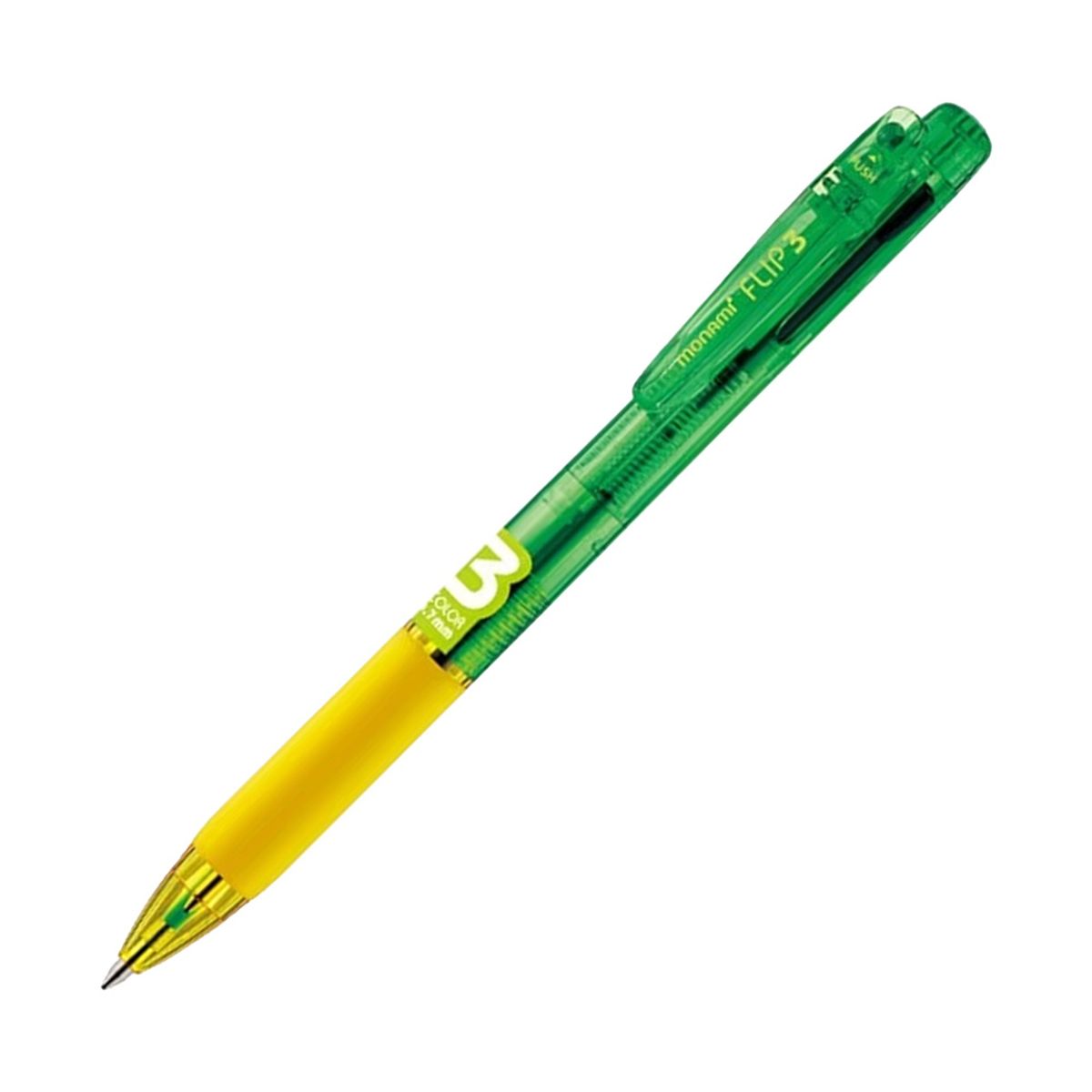 MONAMI - Lápiz Multicolor Monami Flip 3 Neón Negro Verde Amarillo