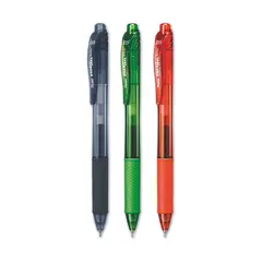 PENTEL - Set 3 Lápiz Ener Gel X Retráctil 05mm Negro Naranjo Verde Claro