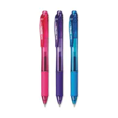 PENTEL - Set 3 Lápiz Ener Gel X Retráctil 05mm Rosado Violeta Azul Claro