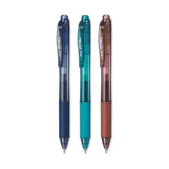PENTEL - Set 3 Lápiz Ener Gel X Retráctil 05mm Azul Piedra Turquesa Café