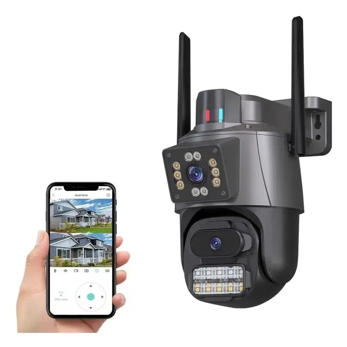 GENERICO - Cámara de Seguridad Smart IP WIFI Doble LenteCámara 4k Ultra HD